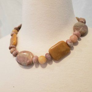 OOAK Kriaytions Mustard and Mauve Stone Necklace NEW OOAK